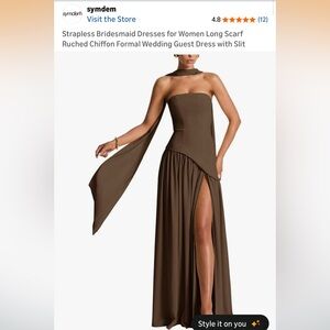 Strapless Brown Evening Gown
